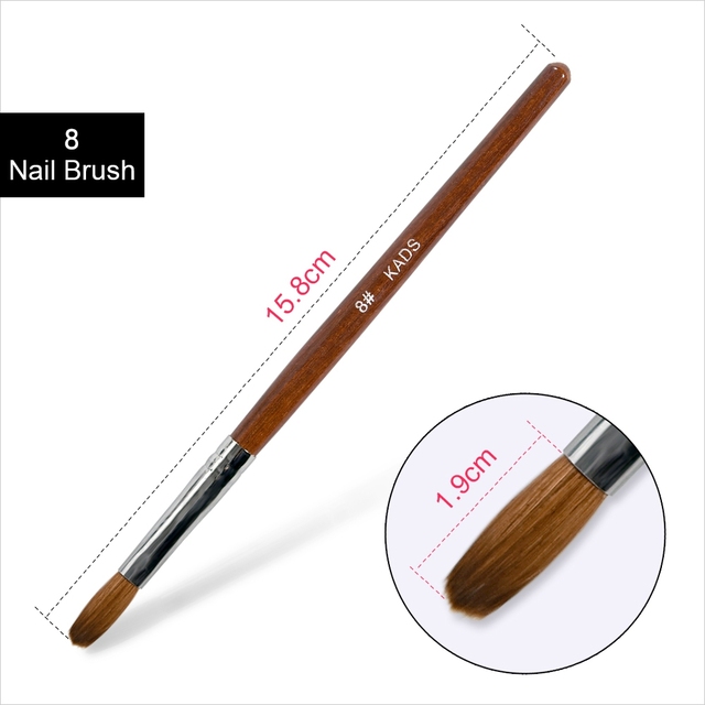 1pc Kolinsky Sable Acrylic Brush UV Gel Carving Brush Pen Liquid Powder DIY Nail Drawing Flat Round Red Wood Nail Art Brush