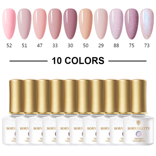 Born Pretty Nail Gel Polish Set Soak Off UV LED Gel 7ml Hybrid Semi Permanent Varnish Nail Art Gel Kit Top Coat Gel Manciuring