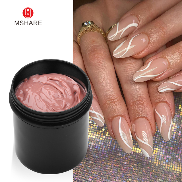 MSHARE Gel Builder Gel Nail Extension Gel 150ml Cream Medium Soft Cover Shade Pink White Fast Extension UV Nail Hard Gel