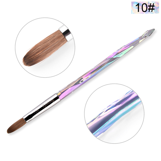 Acrylic Nail Brush, Size 6, 8, 10, 12, 14, 16/18, UV Gel, Nail Art Builder, Carving Pen, Liquid Powder, DIY