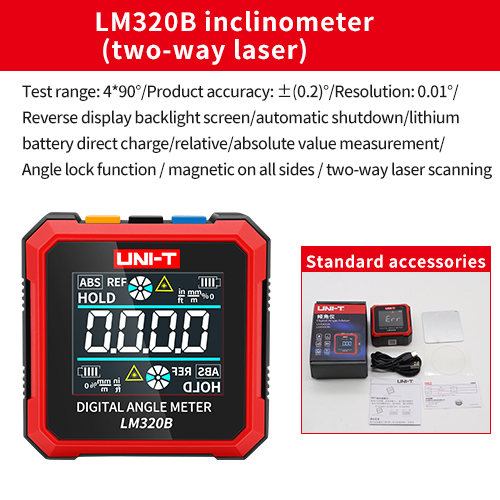 UNI-T LM320A LM320B Electronic Angle Meter Digital Protractor Magnetic Inclinometer Angle Test Bevel Measuring Tool Box