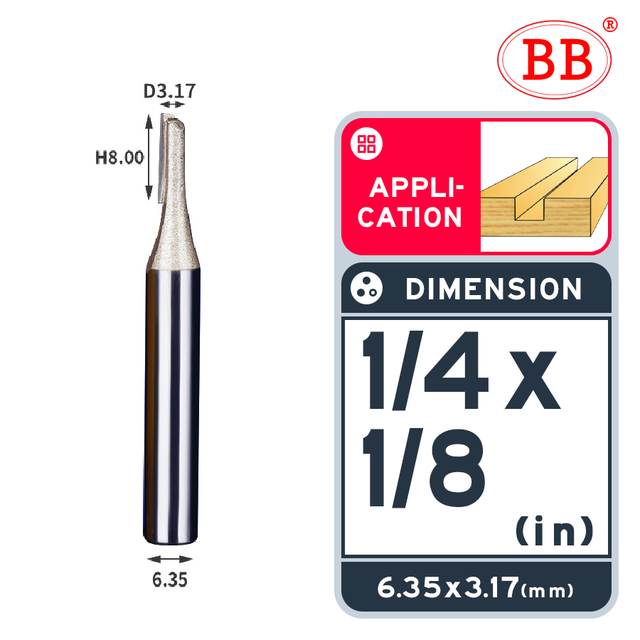 BB Straight Bit 2 Flute Long Blade Router Bit 1/4 1/2 Woodworking Slotting Tool End Miil Double Edged Cutter