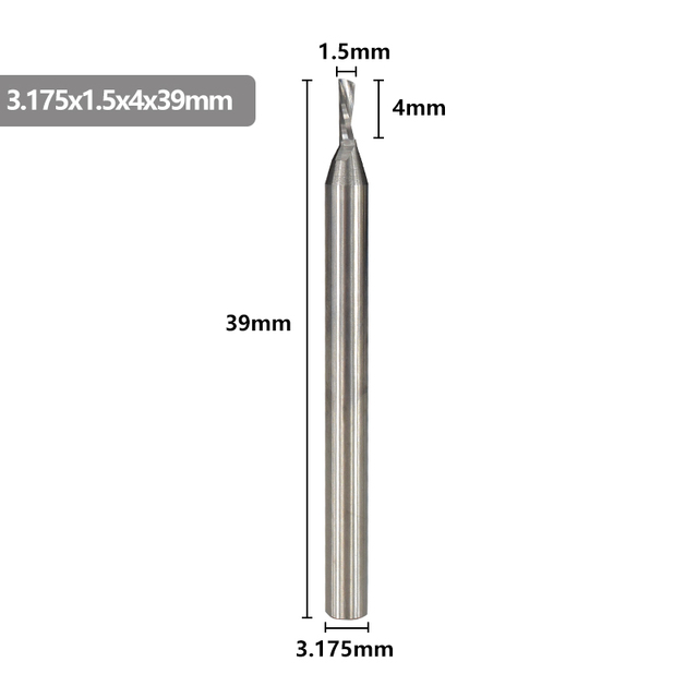 XCAN - Single Carbide Cutting Machine, 3.175mm (1/8"), CNC Router, 1-3.175mm Diameter, for Aluminum Cutting