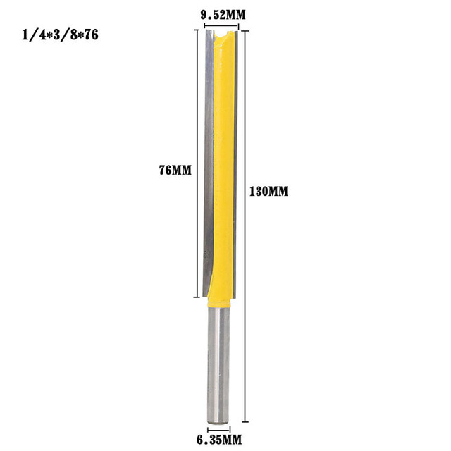 1pc 1/4 6.35 Shank 3/8" Long Cleaning Bottom Router Bit CNC Wooden Clean Bit Straight End Mill Cutting Tools