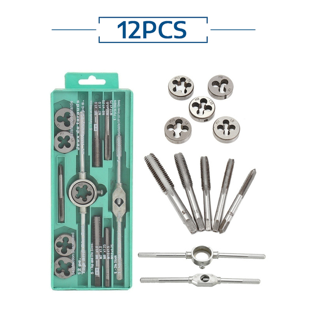 Multifunctional NC Screw Tap and Die Set External Thread Cutting Tapping Tool Hand Kit Thread Screwdriver Screw Tap Die