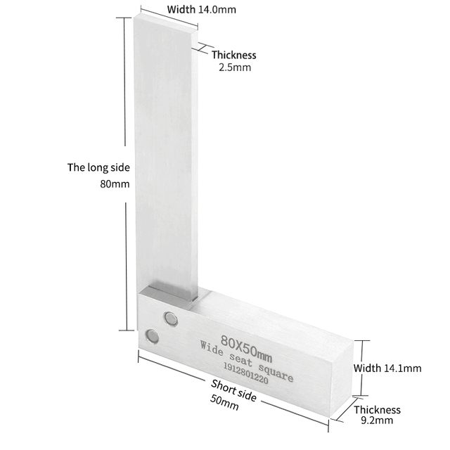 Machinist Square 90 Degree Right Angle Engineer Set Precision Ground Steel Hardened Wide Angle Ruler Square Bench