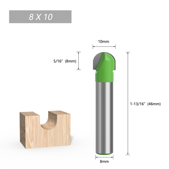 LA VIE 1pc 8mm Shank Ball Nose End Mill Round Nose Cove CNC Milling Bit Radius Core Box Solid Carbide Router Bits Tools