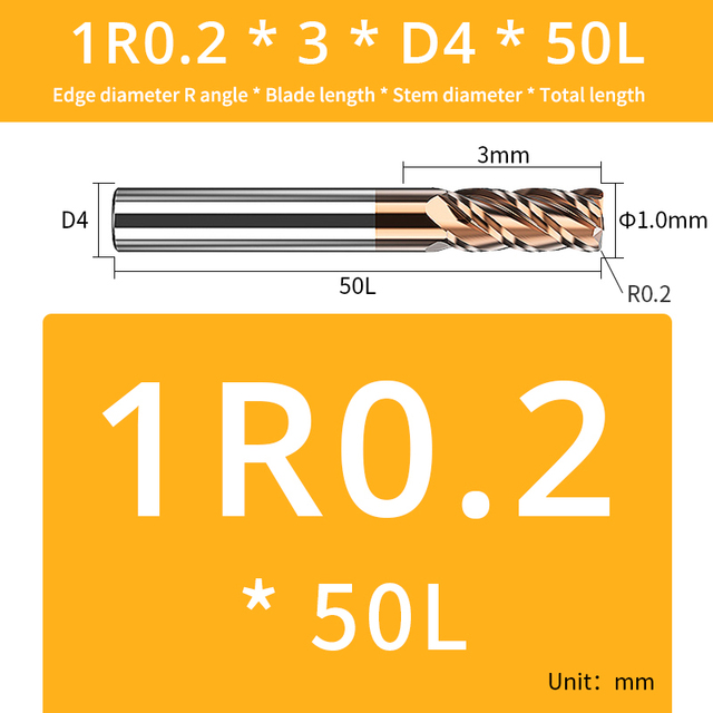 AUG Tool Corner Radial End Mill CNC R Bull Nose Milling Cutter Tungsten Carbide Steel Metal Router Tool R0.5 R1 4 Flutes