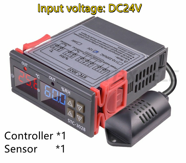 المزدوج ترموستات رقمي درجة الحرارة الرطوبة التحكم STC-3028 ميزان الحرارة الرطوبة تحكم التيار المتناوب 110 فولت 220 فولت تيار مستمر 12 فولت 24 فولت 10A