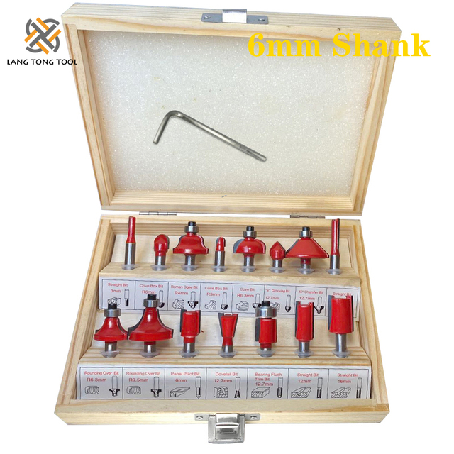 6mm/6.35mm/8mm15Pc Router Bit Set Trimming Bit Straight Milling Cutter Bit Wood Tungsten Carbide Cutting Woodworking LT027