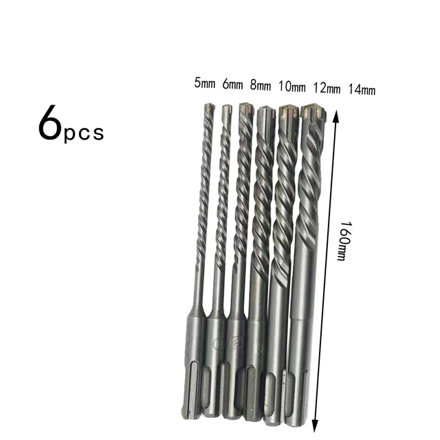 1 Sets Cross Tips 4 Cutters 160mm SDS Plus Drill Bits Set YG8 Steel Carbide Flat Tip Electric Hammer Drill Bits Stone Masonry Drill Bits Kit