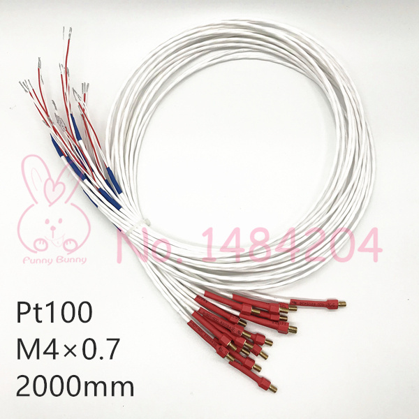 High Precision PT100 Temperature Sensor Class A RTD Probe M4 Brass Screw Thread 6mm 3-Core FEP Wire 750mm for Coffee Machine