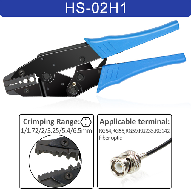 HS-05H Coaxial Cable Crimping Pliers Kit for SMA/BNC RG58, 59, 62, 174,8, 11, 188, 233 and Crimper Cutter Stripper Tools