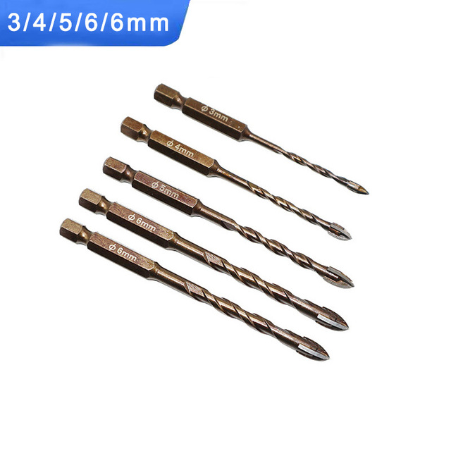 Justing Lau 7pcs/set Cross Hex Tile Bits Cup Ceramic Concrete Hole Opener Alloy Triangle Drill Size 3/4/5/6/8/10/12mm