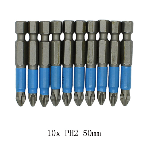 Magnetic Screwdriver Set 1/4" Hexagon Anti-Slip Leg Phillips Electric Power Tools Accessories 10pcs 50mm PH1 PH2 PH3 PZ1 PZ2 PZ3