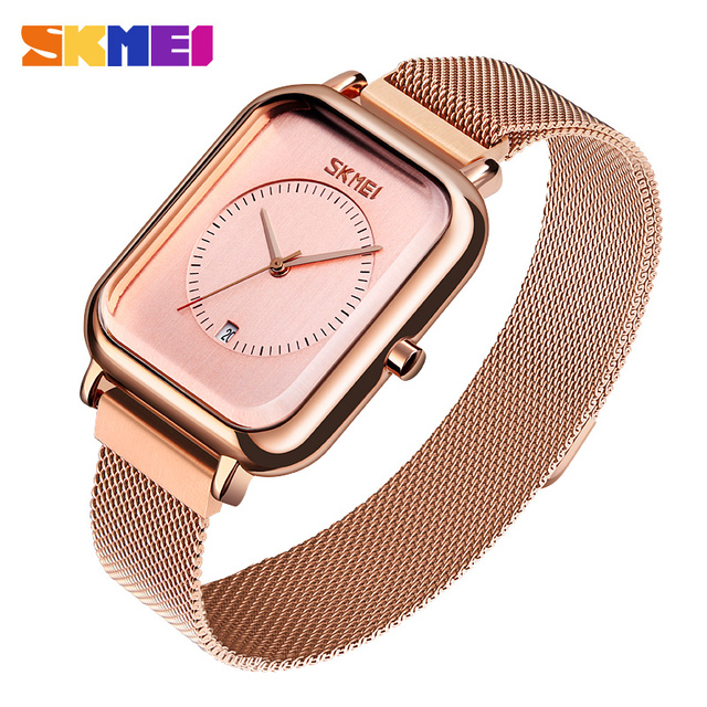 Skmei Women's Watch With Crystal Inlay Stainless Steel Band Wristwatch With Quartz Watch 9207