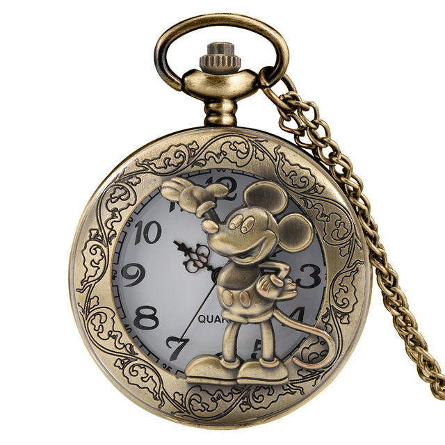 Souvenir Vintage Men's Quartz Pocket Watch Wild Animal Pattern Thick Chain Unique Personality Unisex Hollow out Watch