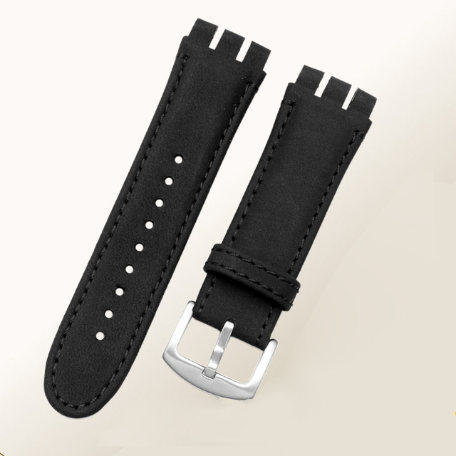 For swatch watchband 23mm New High Quality Mens Soft Waterproof Genuine Leather Watchband Straps Black Brown Cowhide Bracelet