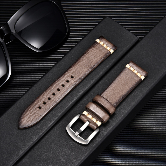 High Quality Handmade Cowhide Watch Strap Vintage Retro Watch Band Bracelets Wristwatchbands Straps 18mm 20mm 22mm 24mm