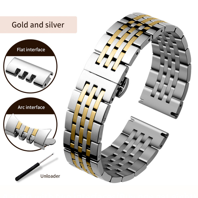 Guzzle Stainless Steel Metal Watchband Bracelet 12mm 14mm 16mm 18mm 20mm 22mm Watch Band Wrist Strap Black Silver Rose Gold