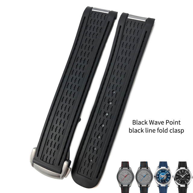 20mm Rubber Silicone Watch Strap Fit For Omega Seamaster 300 AT150 Aqua Terra Ultra Light 8900 Steel Buckle Watchband Bracelets