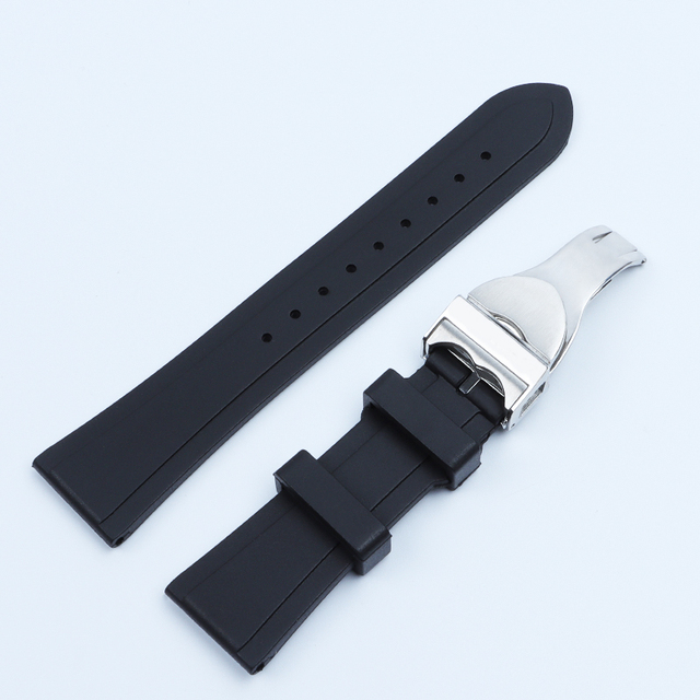 20mm 22mm Watchband Black Waterproof Soft Silicone Rubber Wrist Watch Band Silver Gold Clasp Buckle For Tudor Belt Tools Logo