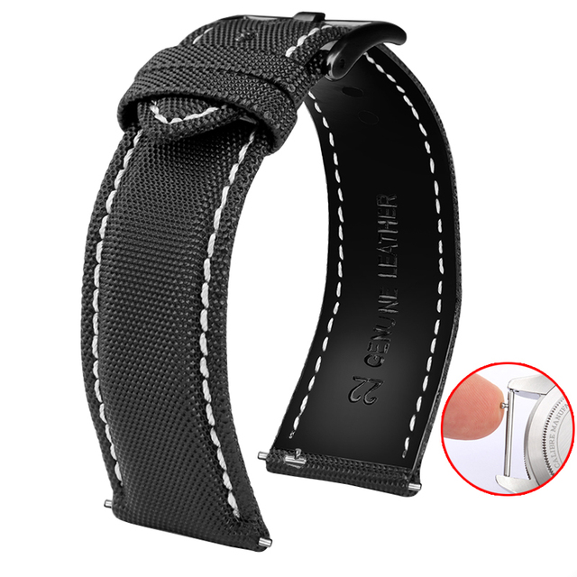 Nylon fiber waterproof watch with white male 20 21 22 23 24mm handmade canvas watchband army sport watch nylon watchband strap