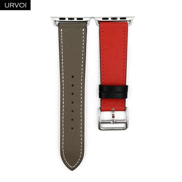 URVOI Leather Band for Apple Watch Series 7 6 SE 5 4 3 2 1 Round One for iwatch Straps Wrist Band Classic Design 41 45mm