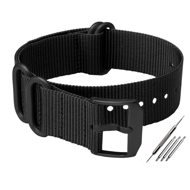 Nylon men's watch strap, 22mm and 23mm, waterproof, sport, luminox, NATO strap, black, trendy