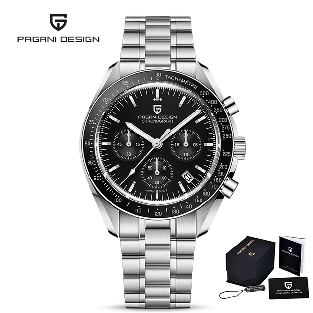 PAGANI Design Speedmaster Seiko VK63 Men's Quartz Wristwatch Luxury 100M Waterproof Sapphire Chronograph Steel Watches