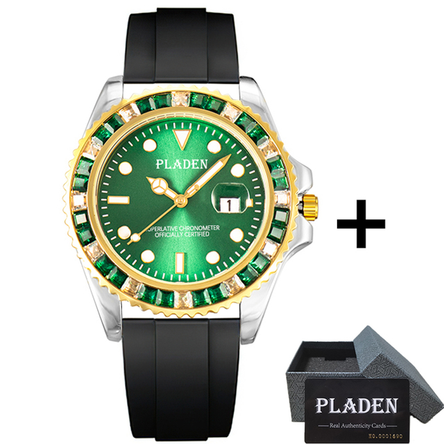 Luxury Bladen Men's Watches Fashion Green Diamond Bezel Sapphire Glass Wristwatch Automatic Date Diving AAA Watches Dropshipping