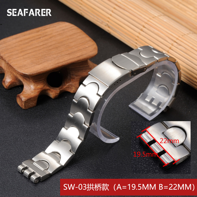 Watch Accessories Watch Strap For Swatch Watch Stainless Steel Bracelet Solid Convex And Prong Steel Belt 17mm 17.5mm 20mm 22mm