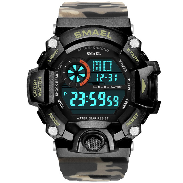 Men's Watches White Digital Watch SMAEL Sport Watch 50M Waterproof Auto Date relogio masculino Digital Military Watches Men Sport