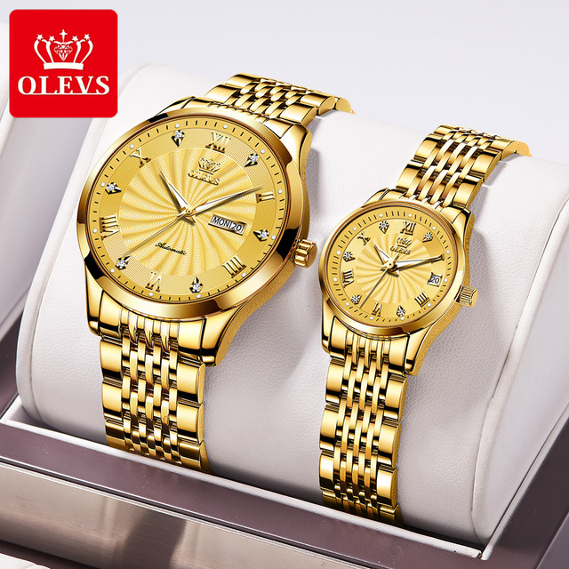 OLEVS Fashion Luxury Brand Automatic Mechanical Watch Lovers Watches Stainless Steel Waterproof Pair Ladies Watches relogio masculino