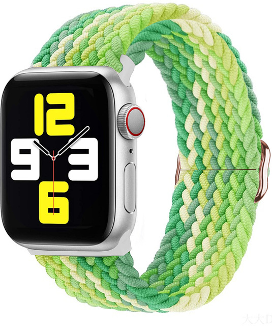 Braided Solo Loop Ring for Apple Watch 44mm 40mm 42mm 38mm Elastic Nylon Fabric Bracelet for iWatch 3 4 5 SE 6 Adjustable Buckle