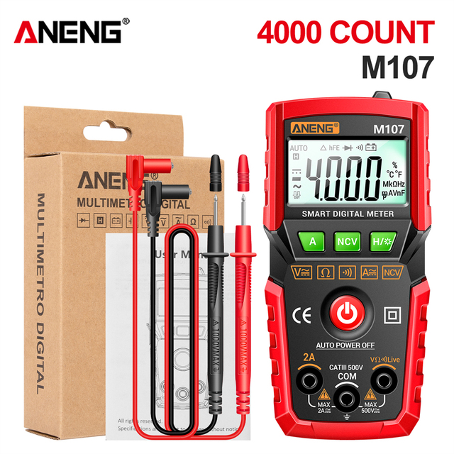 ANENG M107 Mini Digital Multimeter 4000 count Auto tester digital multimetre profesional testeur electrique multímetro test