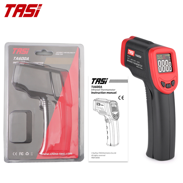 TASI TA601A/B/C Digital Thermometer Infrared Laser Positioning Thermometer VA Color LCD Light Alarm Non Contact Termometro