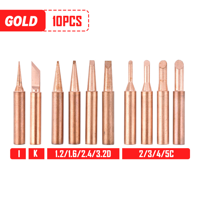 5/10pcs 900M-T Soldering Iron Non-magnetic Pure Copper Soldering Tips for 936 907 Sleeve Casing Soldering Tools Brand Iron Tip