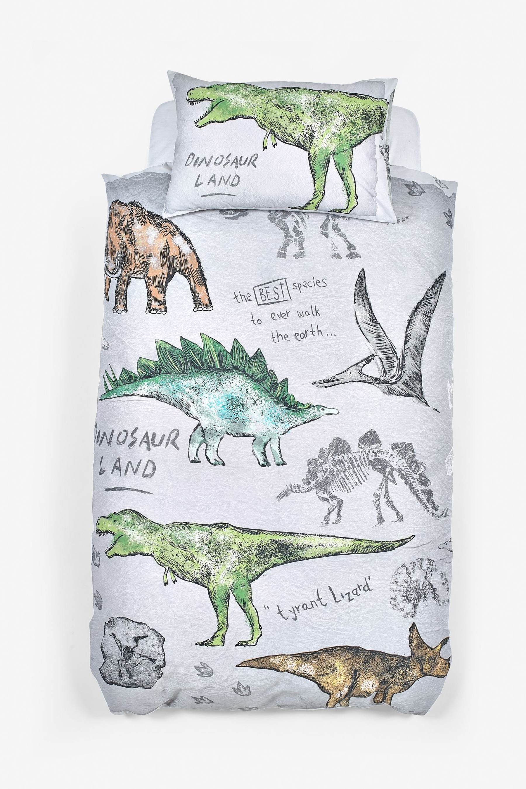 100% Cotton Dino Land Reversible Duvet Cover and Pillowcase Set