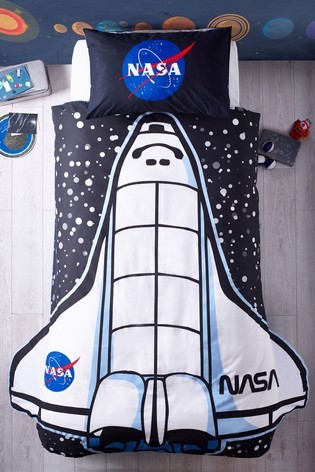 Glow In The Dark Nasa Rocket Duvet Cover And Pillowcase Set