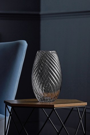 Twisted Smoke Glass Vase