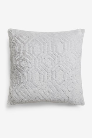 Freya Textured Geo Faux Fur Cushion