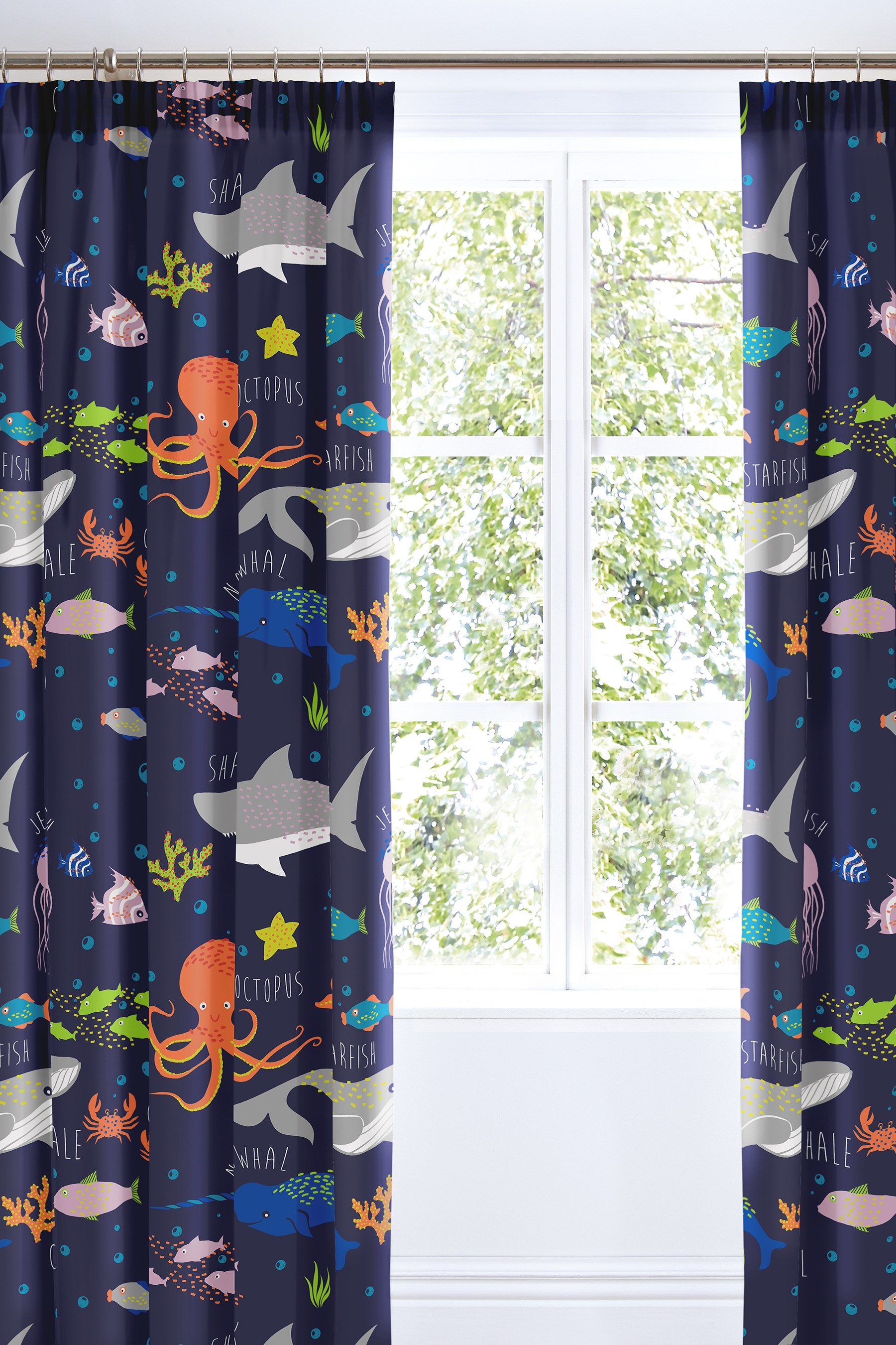 Bedlam Sea Life Glow In The Dark Curtains