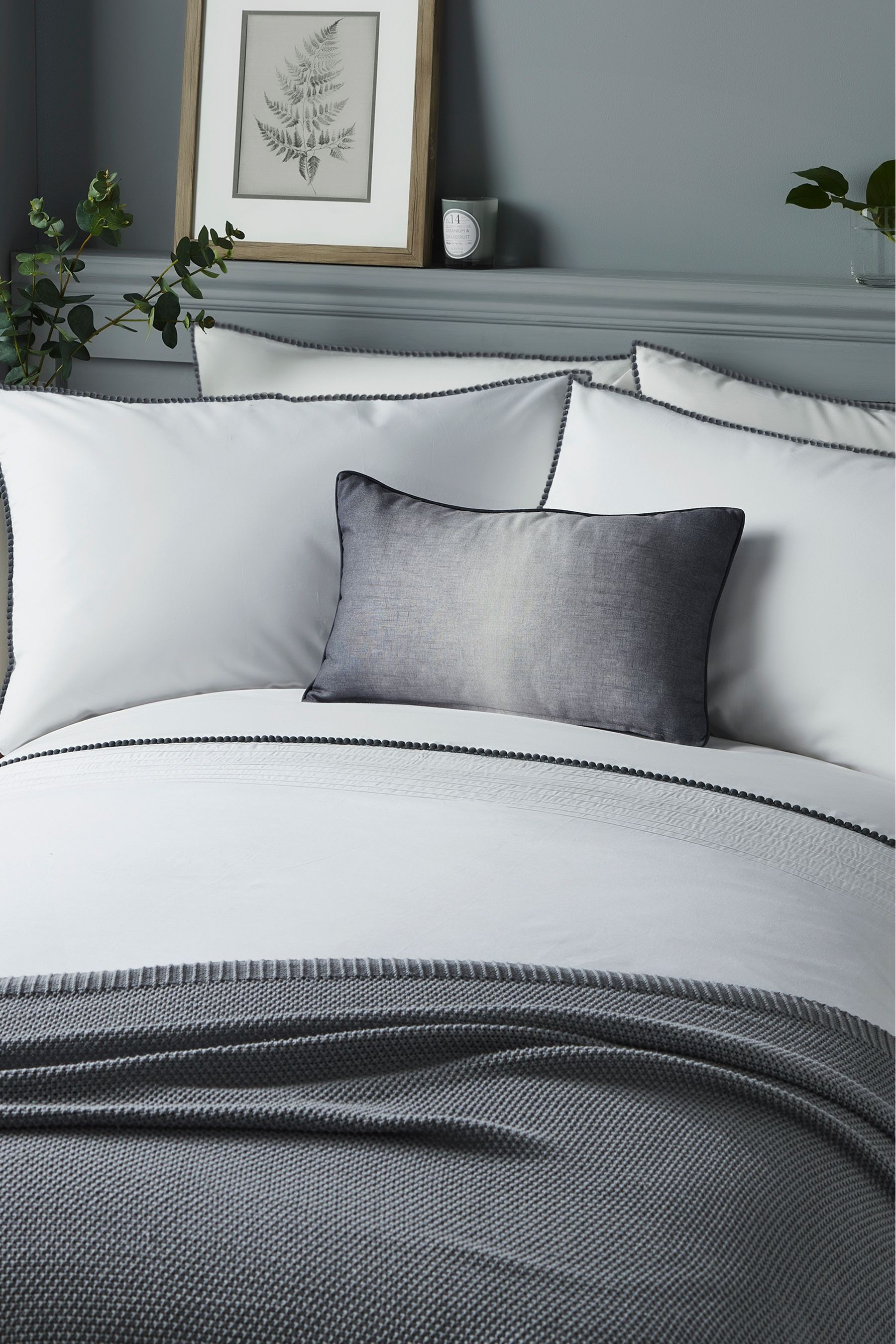 Serene Pom Pom Duvet Cover and Pillowcase Set