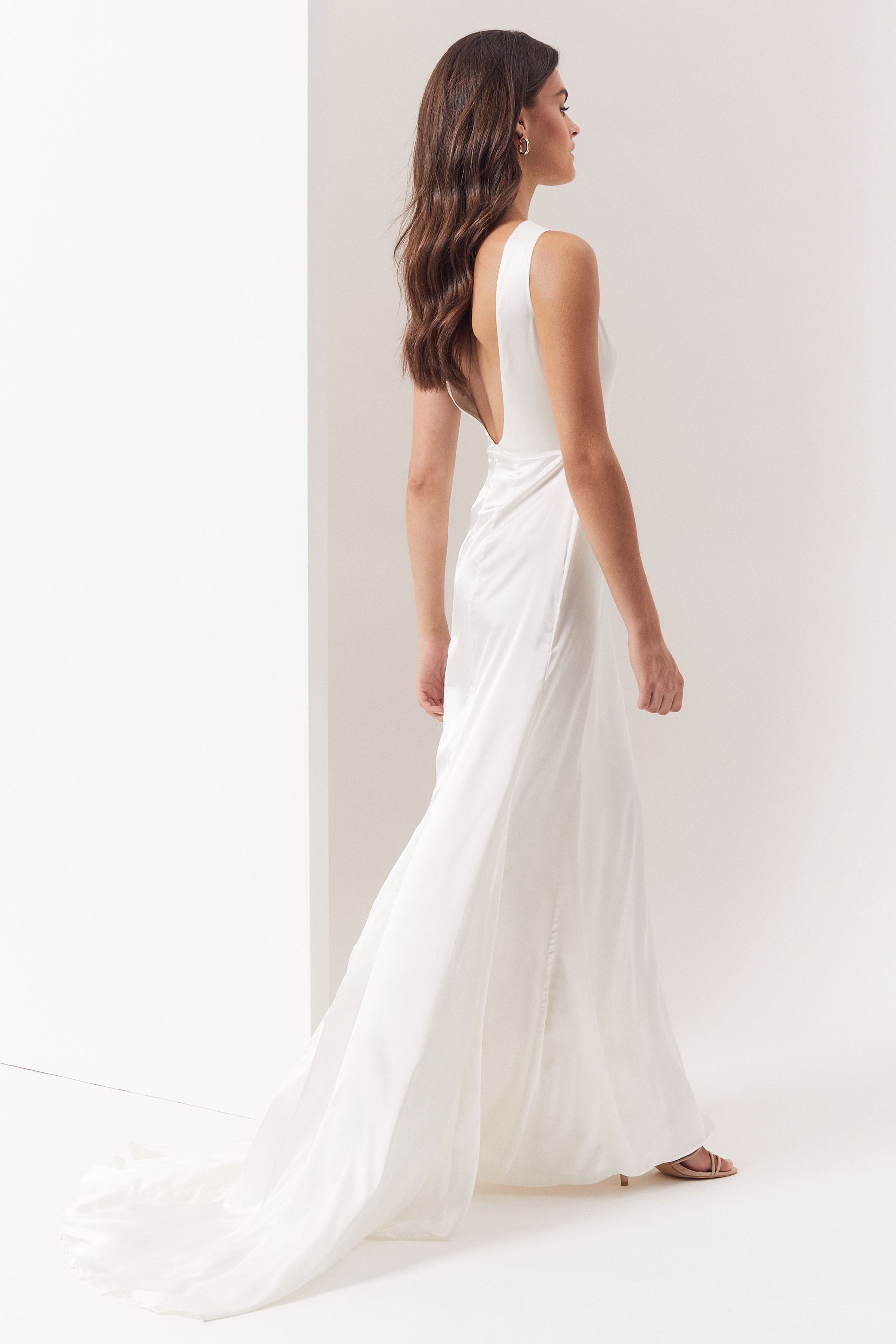 Maya Scoop Back Satin Wedding Dress With Train