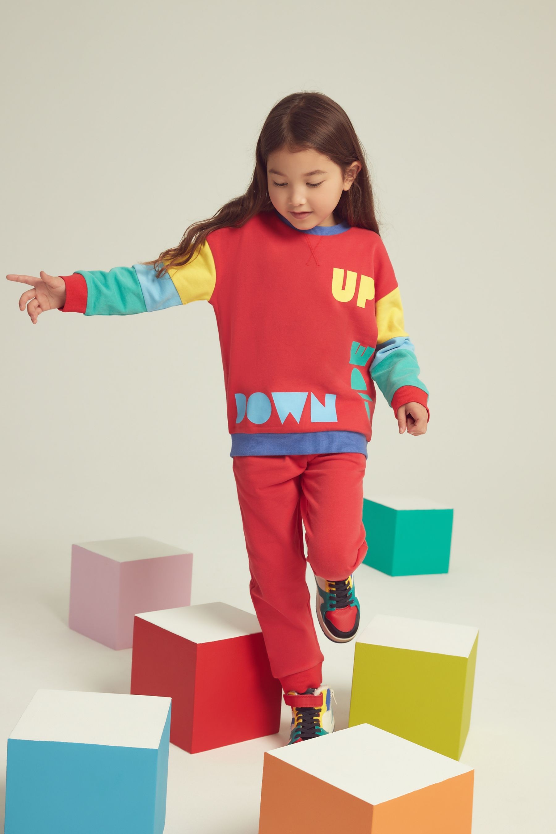 Little Bird Red Upside Down Sweatshirt And Joggers Set