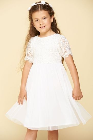 Amelia Rose White Sequin And Lace Party Dress