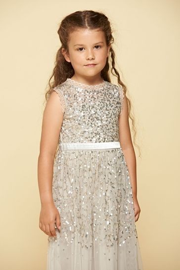 Amelia Rose Grey Sequin Occasion Dress