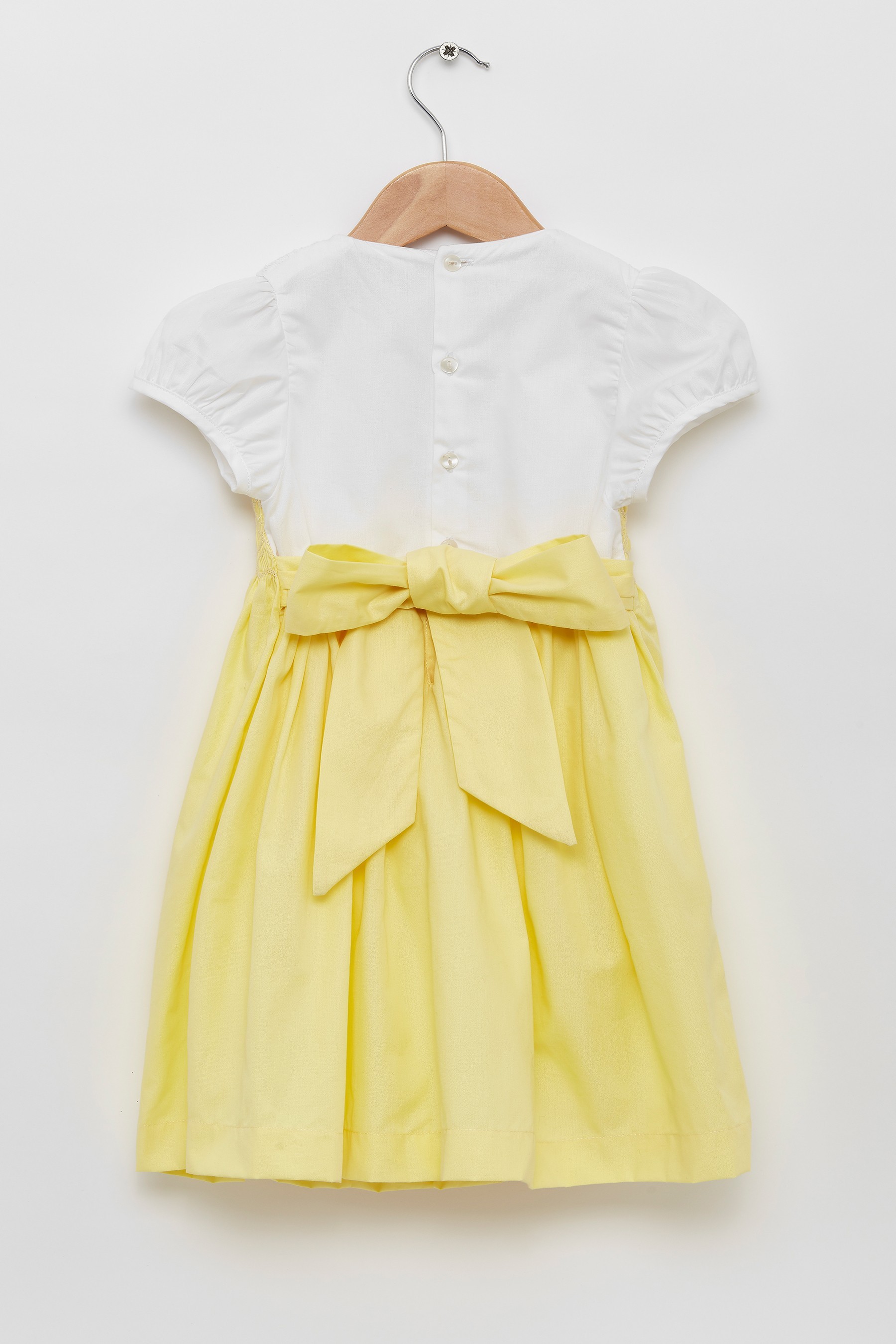 Trotters London Girls Lemon Yellow Rose Hand Smocked Dress