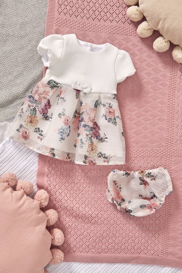 Lipsy Baby Puff Sleeve Dress With Matching Knicker